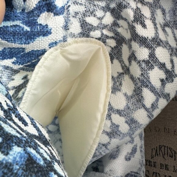 Sag Harbor Artsy Blue & White Animal Print Jacket Button Up Front pockets - Picture 7 of 10